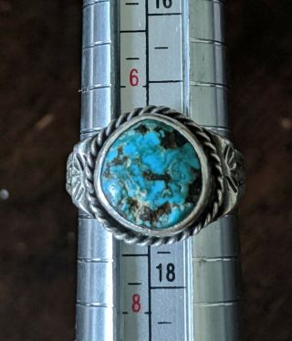 Vintage Southwestern Native American 925 Sterling Silver Turquoise Ring Size 7