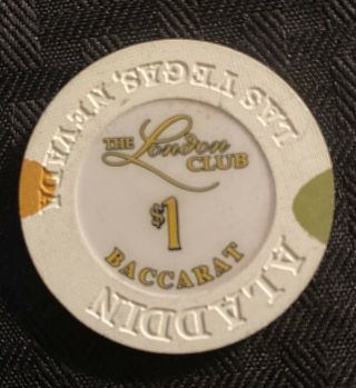 Aladdin London Club $1 Baccarat Casino Chip,  44mm Las Vegas,  Nevada