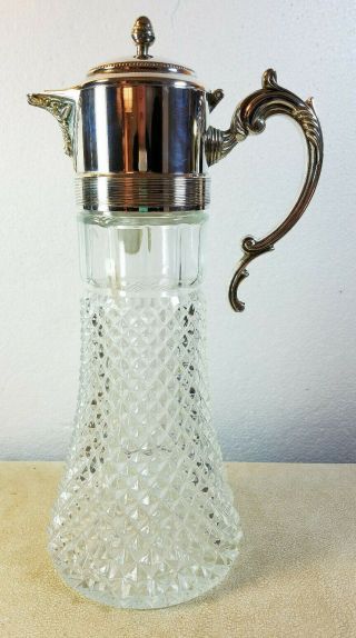 Vintage Leonard Italy Crystal And Silver Plated Wine Claret Decanter Carafe