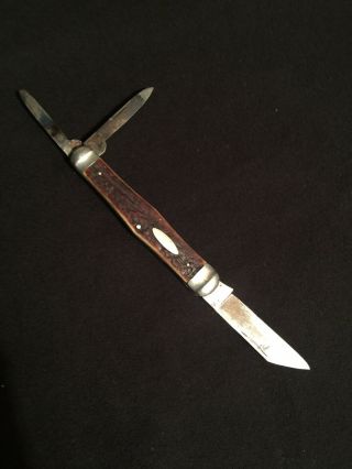 PRE - 1900 RARE VINTAGE H.  BOKER & CO CUTLERY WHITTLER POCKET KNIFE STAG HANDLE 3