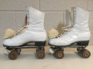 Vintage Chicago Custom Roller Skates Size 9 White Leather with Case 2