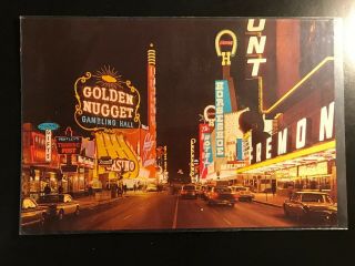 Vintage 9x6 Postcard The Strip Las Vegas Fremont Casino Golden Nugget Horseshoe