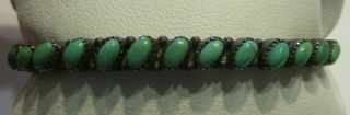 Vintage Navajo Sterling Silver Petit Point Turquoise Cuff Bracelet