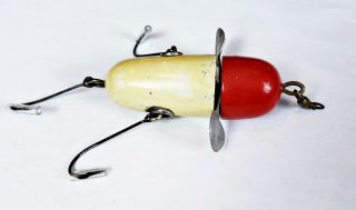 Early Pflueger Small Globe Lure Red & White Neverfail Hardware C 1915 Jersey Rig