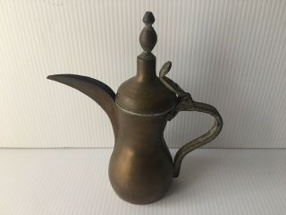 Vintage Arabic Middle Eastern Turkish Brass Copper Coffee Dallah Teapot 9.  5”