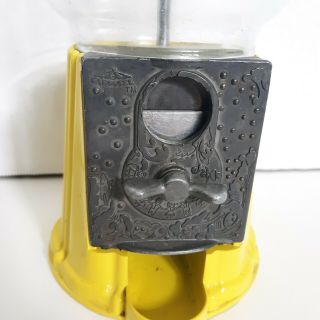 Vintage Yellow Carousel Cast - Iron Gumball Machine Bank 9 Inches RARE HTF 2