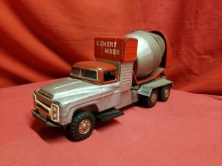 Vintage Tin Friction Toy Truck Cement Truck Mixer