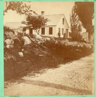 Antrim,  N.  H. ,  People Posing In Front Of Home.  Fred L.  Nau Stereoview Photo