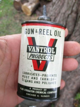 Vintage Vantrol Products Gun & Reel Oil Can Hunting/fishing