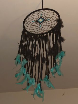 Large Blue Feather Dream Catcher Car Wall Hanging Home Ornament Craft Decoration