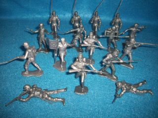 Marx Reissue Set Of 16 Civil War Union Soldiers In Pewter/silver Color Plastic