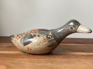 Tonala Mexican Pottery Duck Bird Vintage Folk Art Figurine