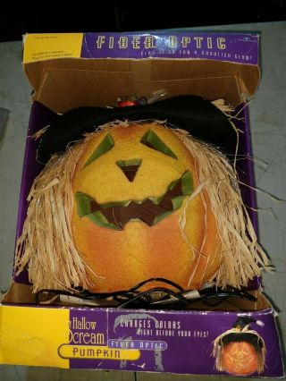 Vintage Gemmy Halloween Fiber Optic Pumpkin Scarecrow Jack - O - Lantern