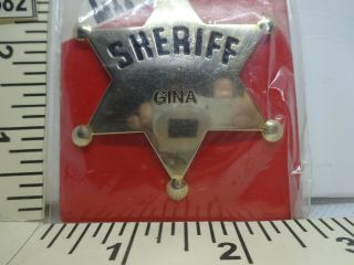 Gina Gold Colored 6 Pointed Metal Sheriffs Star Badge From 1980 