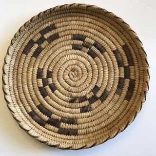 Vintage Pima Papago Coiled Baskets Native American Indian 10.  5” X 1” Tray