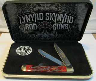 2010 Lynyrd Skynyrd God & Guns Folding Trapper Pocket Knife,  Ltd Ed In Case