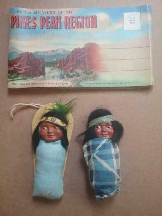 1948 Handmade Native American Indian Baby Papoose On Cradle - Board Pikes Peak