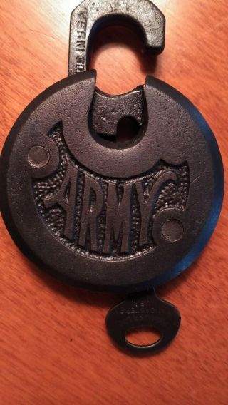 Vintage U.  S Army Pancake Padlock W/key