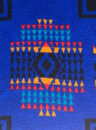 Vtg Biederlack Aztec Southwest Fleece Throw Blanket Approx.  70 " X 58 " Made In Usa