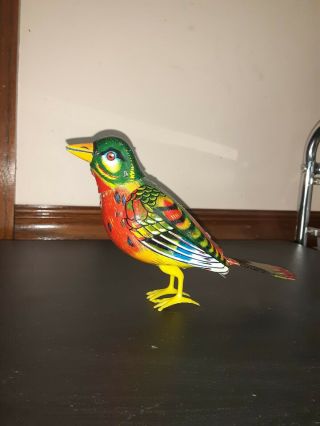 Vintage Tin Toy Wind Up Bird Lithograph Made In Japan Marked Ko