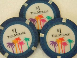 Three (3) 1$ Mirage Casino Chip 