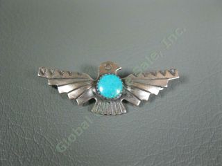 Vintage Navajo Sterling Silver Turquoise Thunderbird Native American Pin Brooch