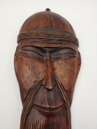 Hand Carved Wood Wall Art Asian Fu Manchu Face Mask