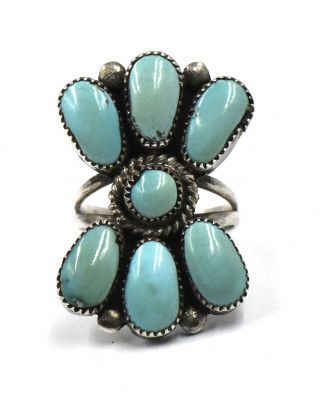 Vintage Native American Zuni Turquoise Ring Sterling Silver Sz 5.  5 Julie O Lahi
