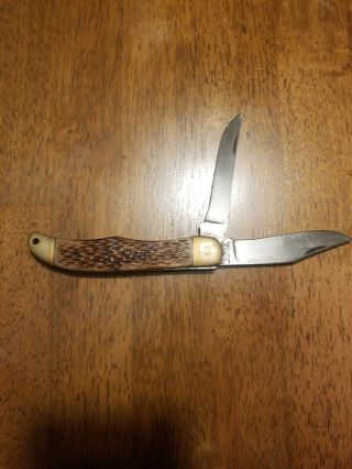 Vintage Schrade Walden Ny Usa 225h 5 1/4 " 2 Blade Folding Hunter Knife