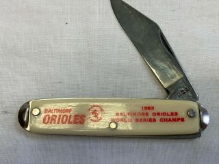 1983 Baltimore Orioles Single Blade Folding Pocket Knife World Series Champs