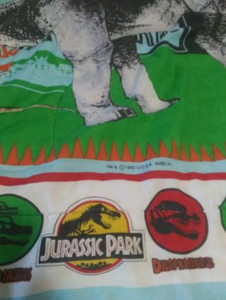 Vintage Jurassic Park 1992 Twin Size Comforter Blanket Made In USA Rare 2