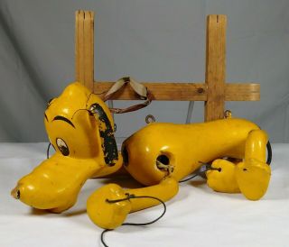 Scarce Old 1938 Pluto Dog Wooden Marionette Toy Madame Alexander Walt Disney