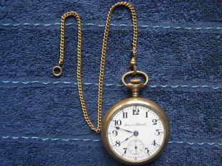 Vintage 1913 Hampden Pocket Watch 17 Jewels Gold Filled 20 Years Deer