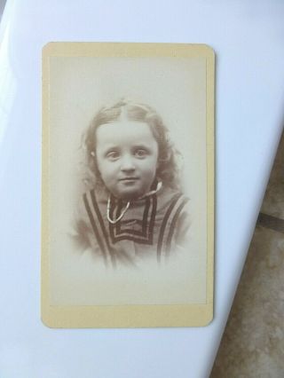 Antique Cdv Cabinet Photo Portrait Of Cute Little Girl Soft Smile Portland Me