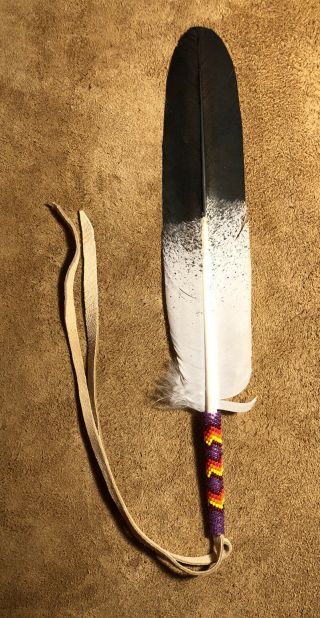 1 Totally Native American Lakota Sioux Beaded Imitation Eagle Feather