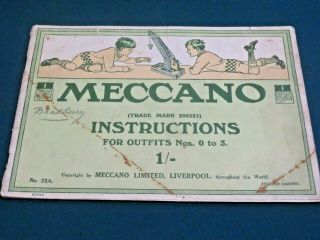 1922 Meccano Instructions For Outfits Nos.  1 - 3.