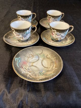 Fleet Wood China Hand Painted Japanese Tea Cups And Saucers