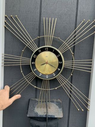 Vintage 60’s Mid Century Modern Lux Starburst Wall Clock Not Robert Shaw