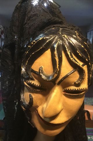 1930’s Vintage Paper Mache Spanish Lady Head Face Mask - Theatre Or Halloween