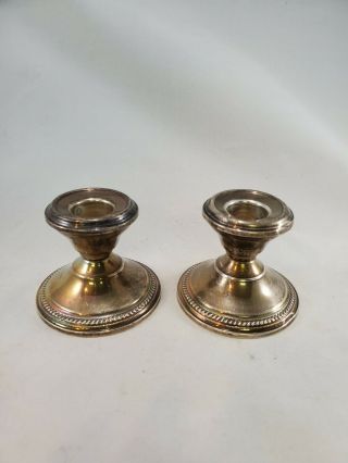 Vintage N.  S.  Co Sterling Silver Candle Stick Holder Pair Weighted