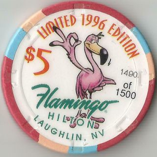 Laughlin Flamingo Hilton $5 Casino Chip Limited Edition 1490 Of 1500