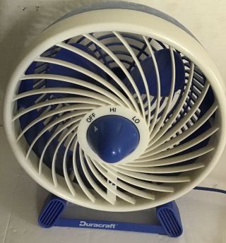 Vintage Duracraft Blue,  White Dt 70 Small Electric Fan