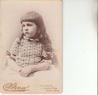 Cab Photo Of Young Girl By Shaw,  Jamaica Plain.  Boston,  Mass.  Usa