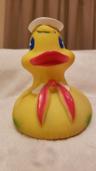 Vintage Rubber Duck Squeak Toy Collectible Donald The Sailor Duckie Bath 4 "