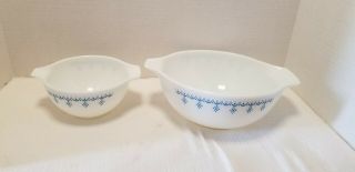 Vintage Pyrex Snowflake Garland 441 And 443 Cinderella Bowls