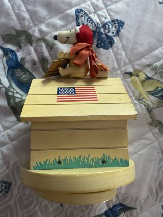 Vintage 1968 Peanuts Snoopy Wwi Flying Ace Schmid Bros Music Box,  Over There