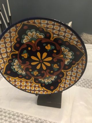 Mexican Talavera Plate Pottery Large 12 " Dish Platter Ceramic Folk Art