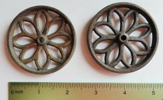 Fancy Cast Iron Spoked Wheels For Antique Toy 2 1/4 " Diameter