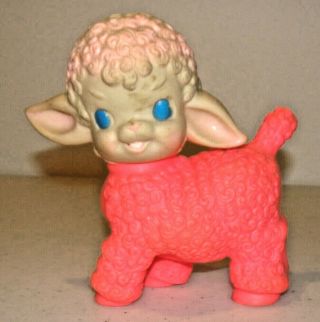 Vintage 1955 The Sun Rubber Co.  Rubber Squeeze Squeak Toy Animal - Lamb Sheep