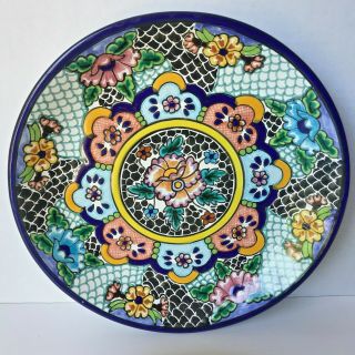 Talavera Pottery Plate Mexican Hand - Painted 11 - 3/4’’ Round Wall Dinner